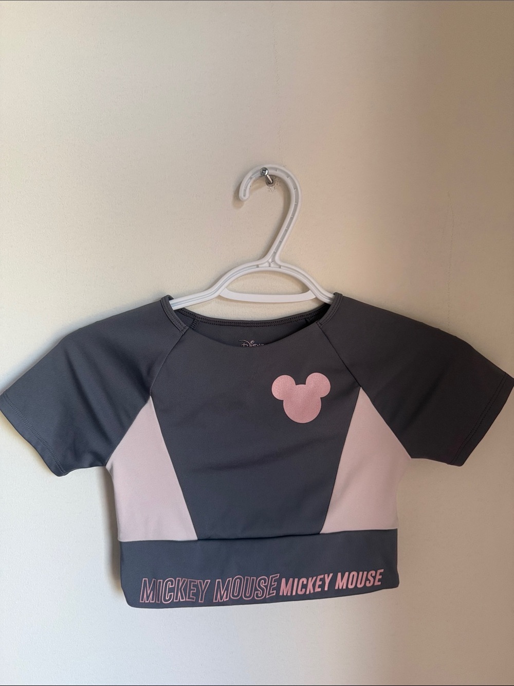 Disney Zara Mickey Mouse Black & Pink Crop Top | Girls’ Short Sleeve